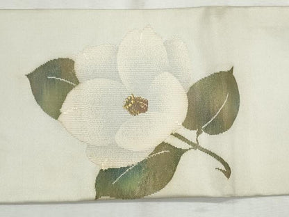 平和屋着物◎九寸名古屋帯　椿　金糸　正絹　逸品　CABH8781qe