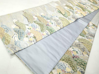 平和屋着物◎六通柄袋帯　唐織　波涛松並文　御所解文様　金糸　正絹　逸品　CABH8784qe