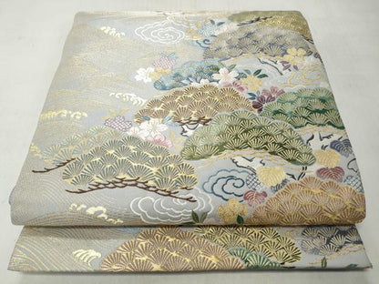 平和屋着物◎六通柄袋帯　唐織　波涛松並文　御所解文様　金糸　正絹　逸品　CABH8784qe