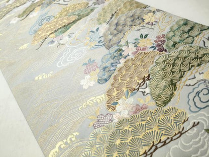 平和屋着物◎六通柄袋帯　唐織　波涛松並文　御所解文様　金糸　正絹　逸品　CABH8784qe