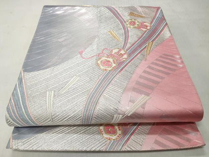 平和屋着物◎六通柄袋帯　唐織　鼓花文　金銀糸　正絹　逸品　CABH8787qe