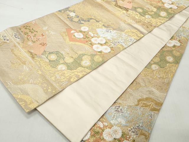 平和屋着物◎西陣　服部織物謹製　六通柄袋帯　唐織　地紙草花文　金糸　正絹　逸品　CABH8790qe