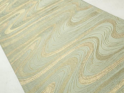 平和屋着物◎六通柄袋帯　流水文　金糸　正絹　逸品　CABH8794qe