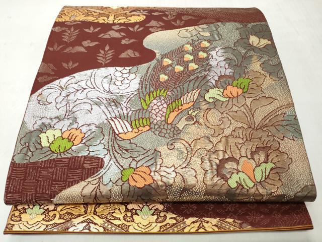 平和屋着物◎六通柄袋帯　唐織　鳳凰草花文　金銀糸　引箔　正絹　逸品　CABH8796qe