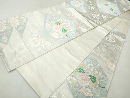 平和屋着物◎六通柄袋帯　唐織　唐草華菱文　銀糸　正絹　逸品　CABH8798qe