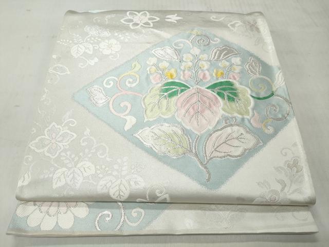 平和屋着物◎六通柄袋帯　唐織　唐草華菱文　銀糸　正絹　逸品　CABH8798qe