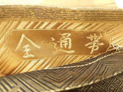 平和屋着物◎両面　全通柄袋帯　色紙重ね文　金糸　正絹　逸品　CABH8800qe