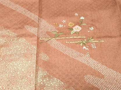 平和屋着物■訪問着　刺繍　道長横笛花文　金彩　正絹　逸品　CABH8804ev