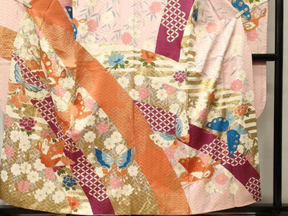 平和屋着物■豪華振袖 七宝舞蝶枝垂れ花文 金彩 正絹 逸品 CABH8809ev