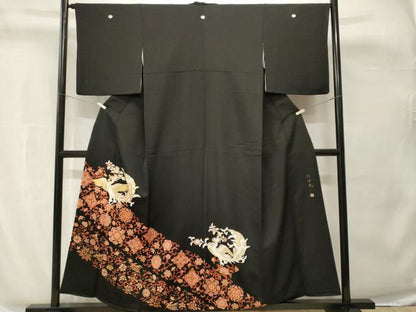 平和屋着物■豪華色留袖　作家物　駒刺繍　鳳凰花唐草文　金彩　正絹　逸品　CABH8816ev