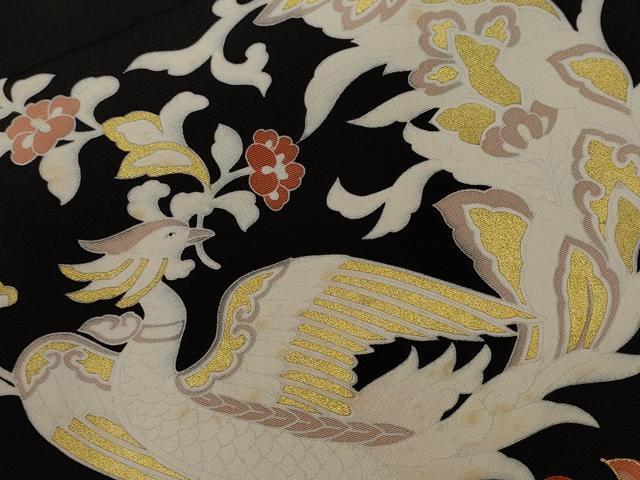 平和屋着物■豪華色留袖　作家物　駒刺繍　鳳凰花唐草文　金彩　正絹　逸品　CABH8816ev