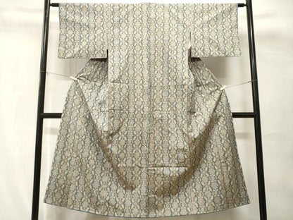 平和屋着物■上質な紬　幾何学花文　正絹　逸品　CABH8818ev