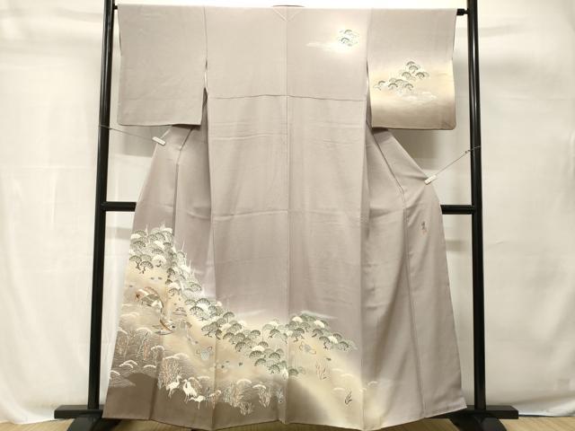 平和屋着物■訪問着　作家物　群鶴御所解文　暈し染め　金彩　正絹　逸品　CABH8820ev