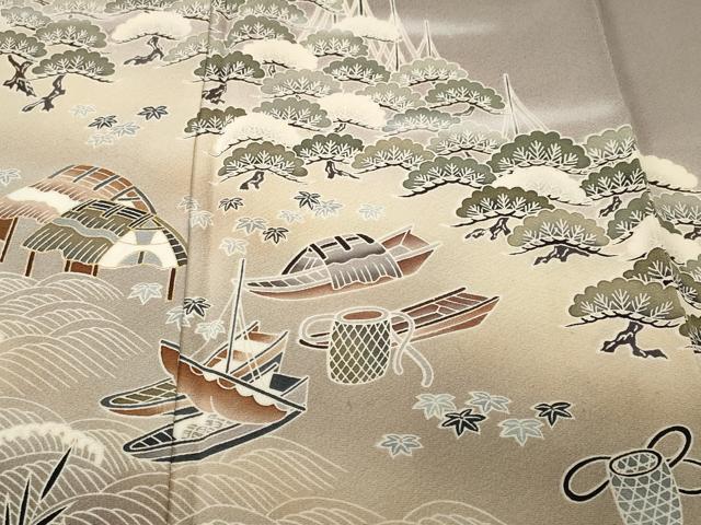 平和屋着物■訪問着　作家物　群鶴御所解文　暈し染め　金彩　正絹　逸品　CABH8820ev