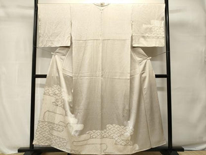 平和屋着物■訪問着　刺繍　絞り　絵絣青海波文　銀糸　正絹　逸品　CABH8823ev