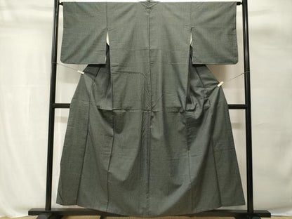 平和屋着物■上質な紬　絣文様　黒地　正絹　逸品　CABH8824ev