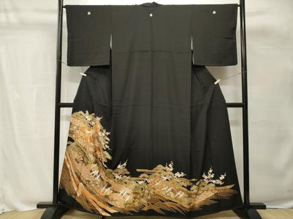 平和屋着物■豪華黒留袖　御所車飛鶴吉祥文　金彩　正絹　逸品　CABH8825ev