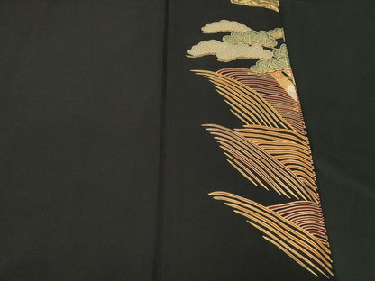 平和屋着物■豪華黒留袖　御所車飛鶴吉祥文　金彩　正絹　逸品　CABH8825ev
