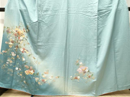 平和屋着物■訪問着　地紙枝花蝶文　暈し染め　金彩　正絹　逸品　CABH8826ev