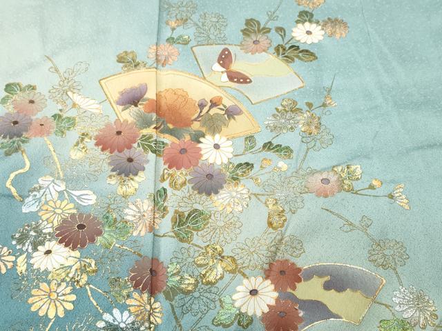 平和屋着物■訪問着　地紙枝花蝶文　暈し染め　金彩　正絹　逸品　CABH8826ev