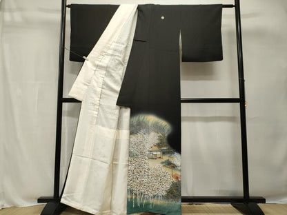 平和屋着物■豪華黒留袖　作家物　笹竹風景文　暈し染め　金彩　正絹　逸品　CABH8832ev