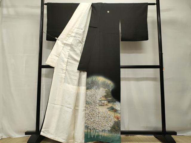 平和屋着物■豪華黒留袖　作家物　笹竹風景文　暈し染め　金彩　正絹　逸品　CABH8832ev