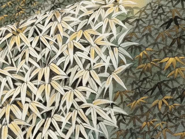 平和屋着物■豪華黒留袖　作家物　笹竹風景文　暈し染め　金彩　正絹　逸品　CABH8832ev