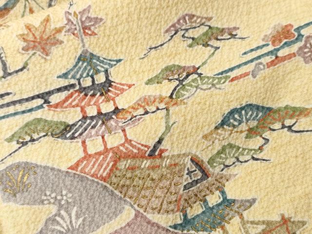 平和屋着物■上質な小紋　風景舞蝶花文　金彩　正絹　逸品　CABH8835ev