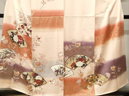 平和屋着物■訪問着　地紙橘草花文　暈し染め　金彩　正絹　逸品　CABH8839ev