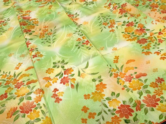 平和屋着物■上質な小紋　草花文　暈し染め　正絹　逸品　CABH8844ev