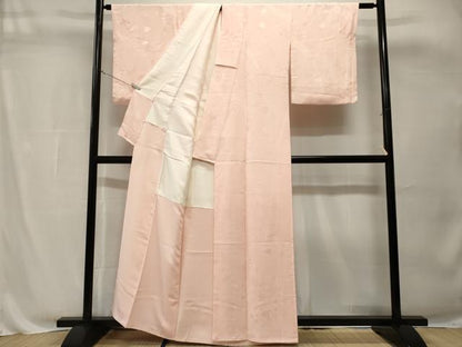 平和屋着物■上質な色無地　鬘帯御所車花地紋　薄桜色　正絹　逸品　CABH8849ev