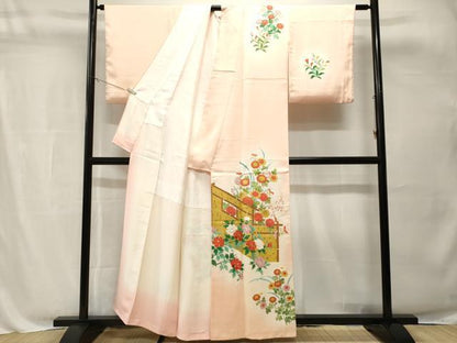 平和屋着物■訪問着　草花文　暈し染め　金彩　正絹　逸品　CABH8858ev