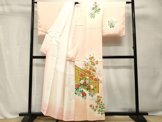 平和屋着物■訪問着　草花文　暈し染め　金彩　正絹　逸品　CABH8858ev