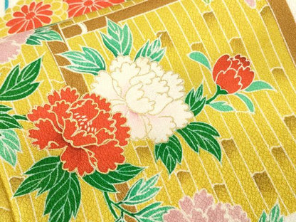 平和屋着物■訪問着　草花文　暈し染め　金彩　正絹　逸品　CABH8858ev
