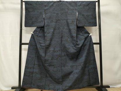 平和屋着物■結城紬　100亀甲　エ霞七宝花文　正絹　逸品　CABH8860ev