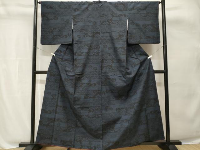 平和屋着物■結城紬　100亀甲　エ霞七宝花文　正絹　逸品　CABH8860ev