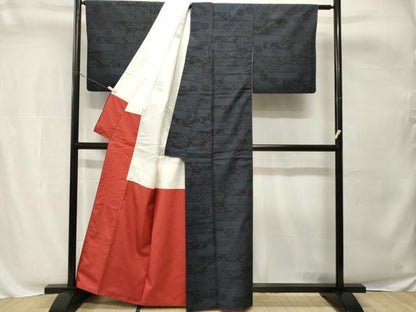 平和屋着物■結城紬　100亀甲　エ霞七宝花文　正絹　逸品　CABH8860ev