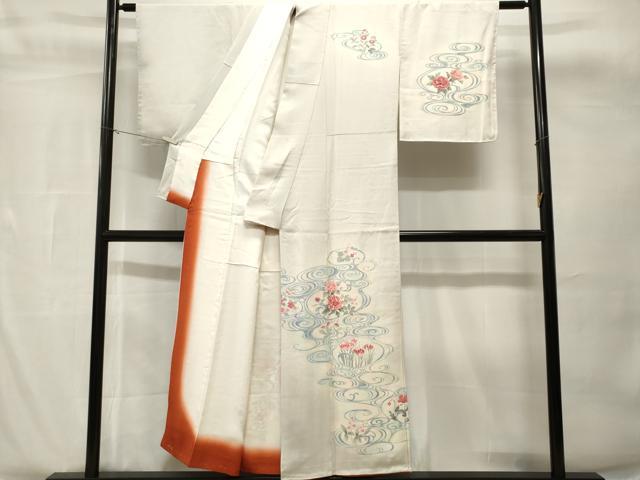 平和屋着物■訪問着　草花流水文　暈し染め　正絹　逸品　CABH8868ev