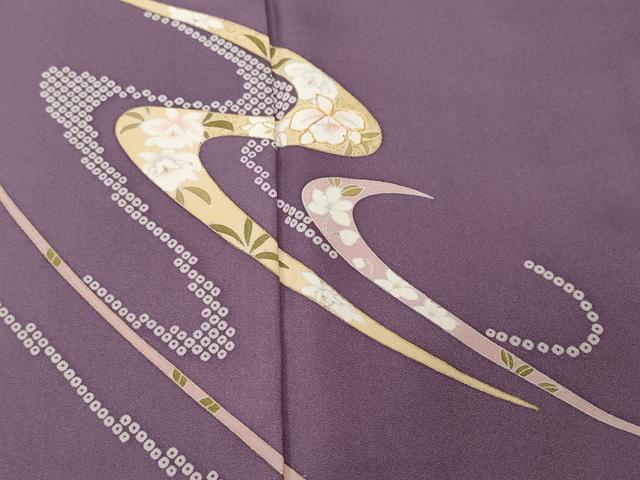 平和屋着物■訪問着　駒刺繍　流水花文　金彩　正絹　逸品　CABH8869ev