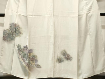 平和屋着物■訪問着　手描き　樹林風景文　暈し染め　正絹　逸品　CABH8872ev