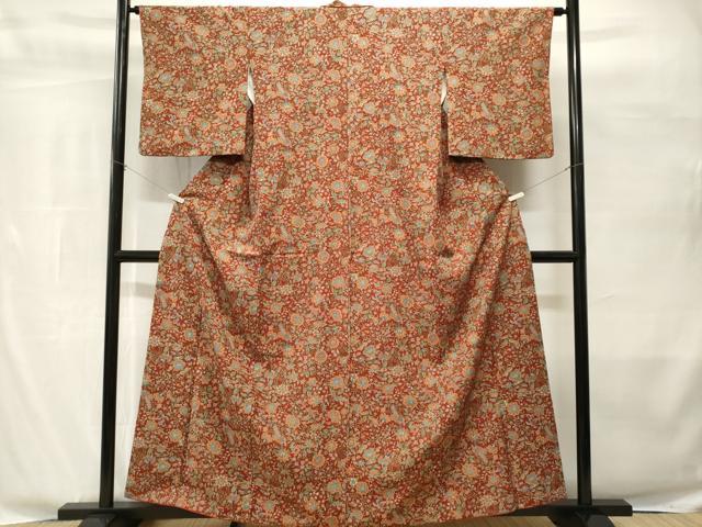 平和屋着物■上質な小紋　鳳凰更紗花鳥文　孔雀　正絹　逸品　CABH8873ev