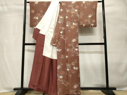 平和屋着物■上質な小紋　枝橘文　鬼しぼ縮緬　正絹　逸品　CABH8874ev
