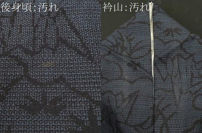平和屋着物■結城紬　80亀甲　雲取り折り鶴花文　正絹　逸品　CABH8877ev