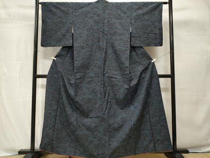 平和屋着物■結城紬　80亀甲　雲取り折り鶴花文　正絹　逸品　CABH8877ev