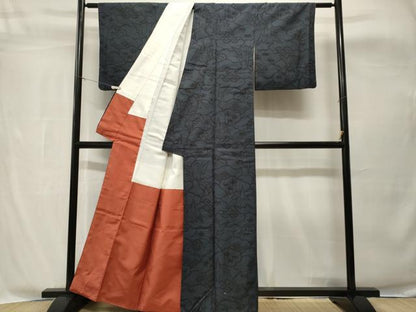 平和屋着物■結城紬　80亀甲　雲取り折り鶴花文　正絹　逸品　CABH8877ev