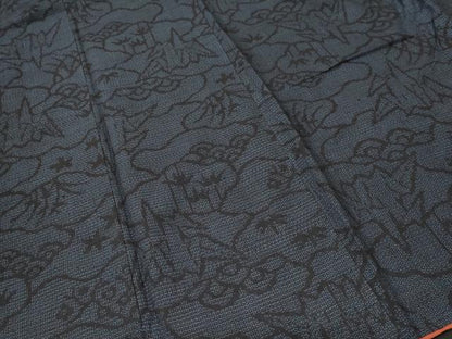 平和屋着物■結城紬　80亀甲　雲取り折り鶴花文　正絹　逸品　CABH8877ev