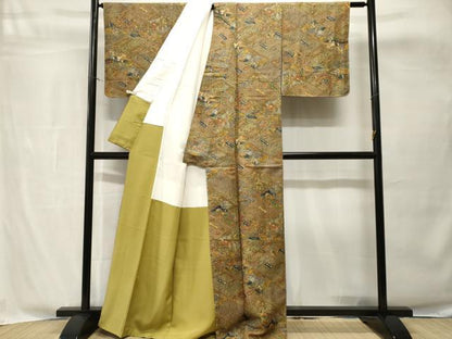 平和屋着物■上質な小紋　切嵌人物風景文　正絹　逸品　CABH8878ev