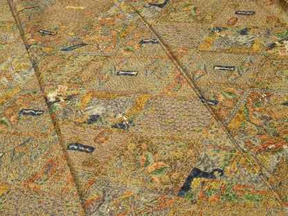 平和屋着物■上質な小紋　切嵌人物風景文　正絹　逸品　CABH8878ev