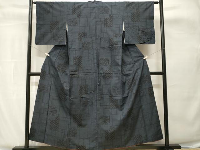 平和屋着物□結城紬 80亀甲 色紙吉祥花文 正絹 逸品 CABH8879ev