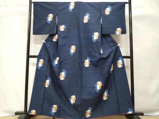 平和屋着物■上質な紬　麻の葉文様　成り物　たけのこ　正絹　逸品　CABH8882ev